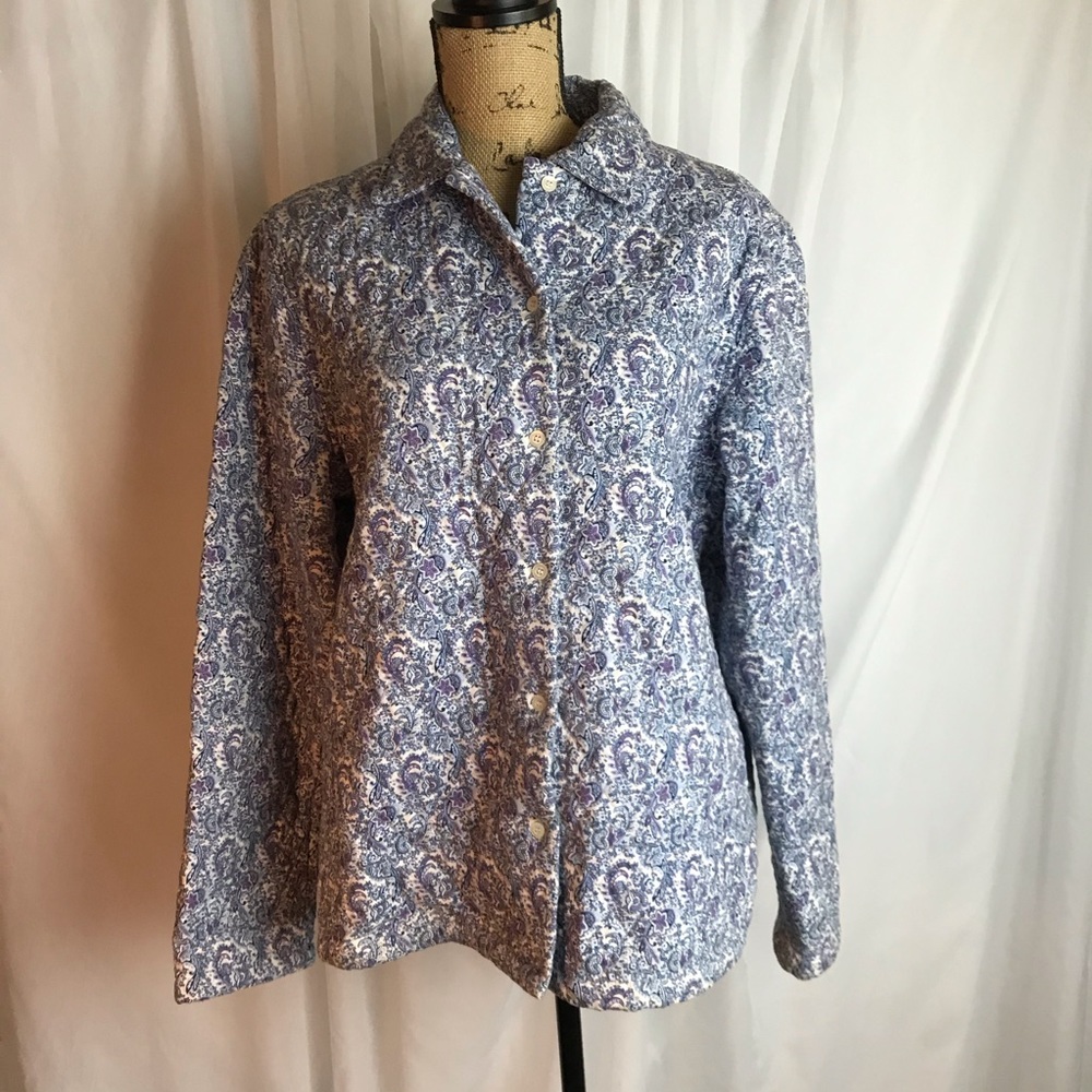 Vintage Laura Ashley Ditzy Floral Paisley Quilted Chore Coat Jacket Sz L